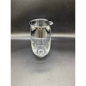 Dorothy Thorpe MCM Silver Band Glass Pitcher Martini Cocktail Creamer 6.25"